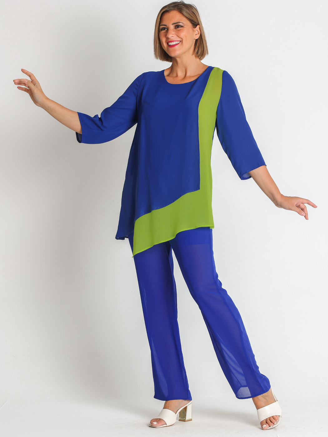 368506L  BLUSA GASA DOBLE BAJO ASIMETRICO