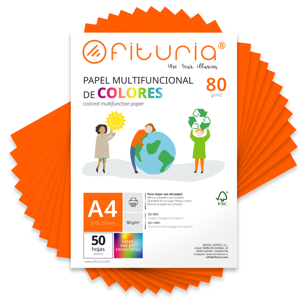 Folios de Colores, Packs de Hojas A4 80gr – Papel de Colores para Manualidades, Impresora, Scrapbooking – Folios Colores – Ideal Origami, Papiroflexia, Oficina y Escuela