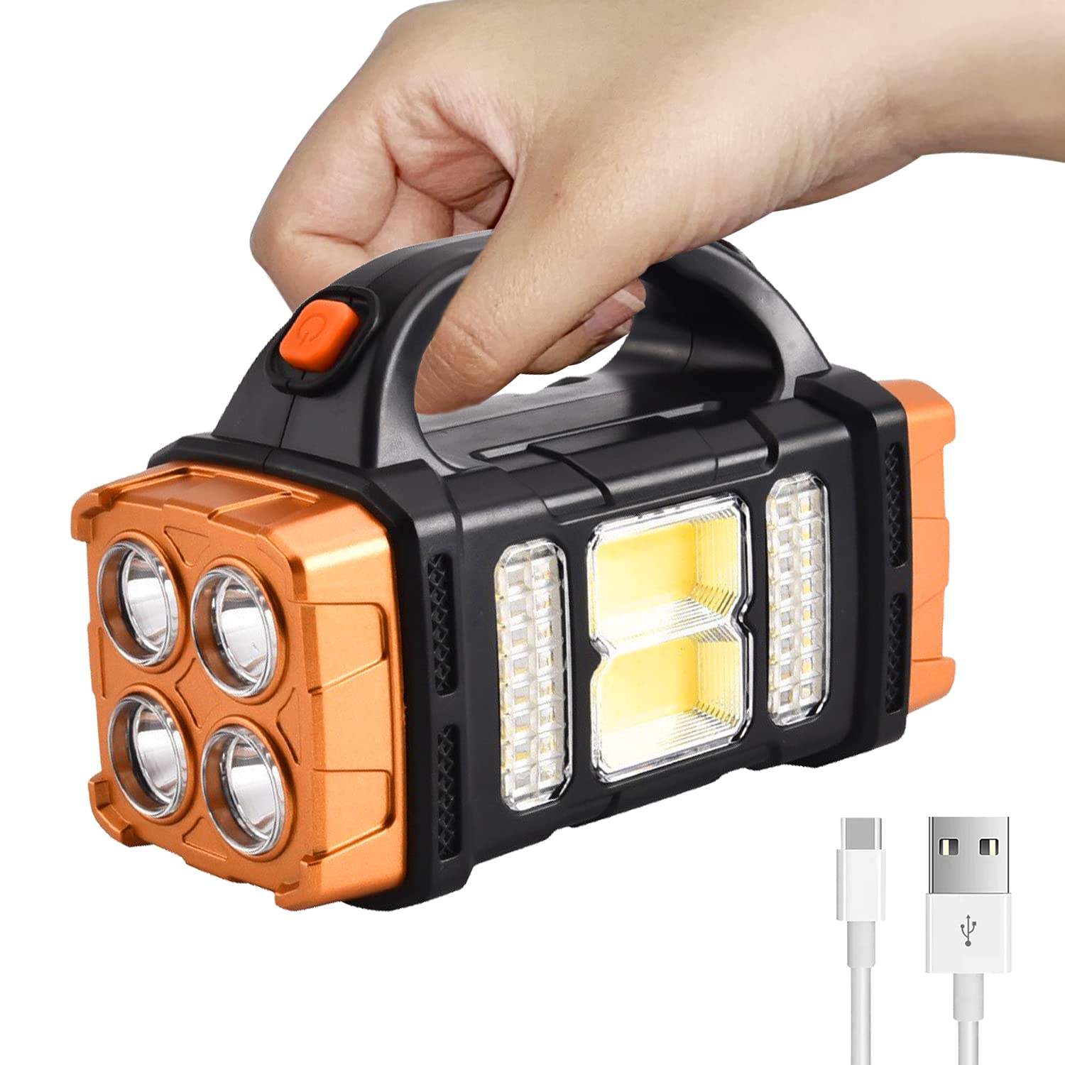 TK Linterna Solar Recargable USB Alta Potencia LED Luz De Trabajo COB Lámpara De Camping Emergencia Carga Móvil Teléfono