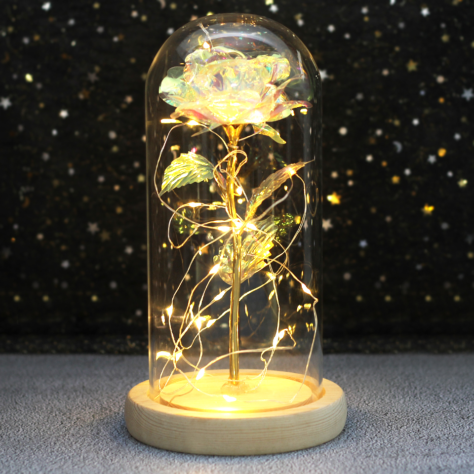 TK Rosa De Boda Con LED Galaxia Enchanted Con Luces En Domos Regalo De San Valentín Para Madre Para Navidad Estilo Belleza Y Bestia