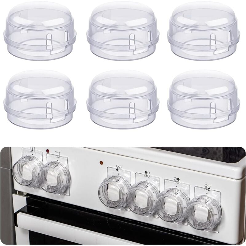 CA Sollbry - 6 fundas de seguridad para estufas, protectores para perillas de estufa, protectores para perillas de estufa, para seguridad de bebés y cerraduras de cocina (blanco)
