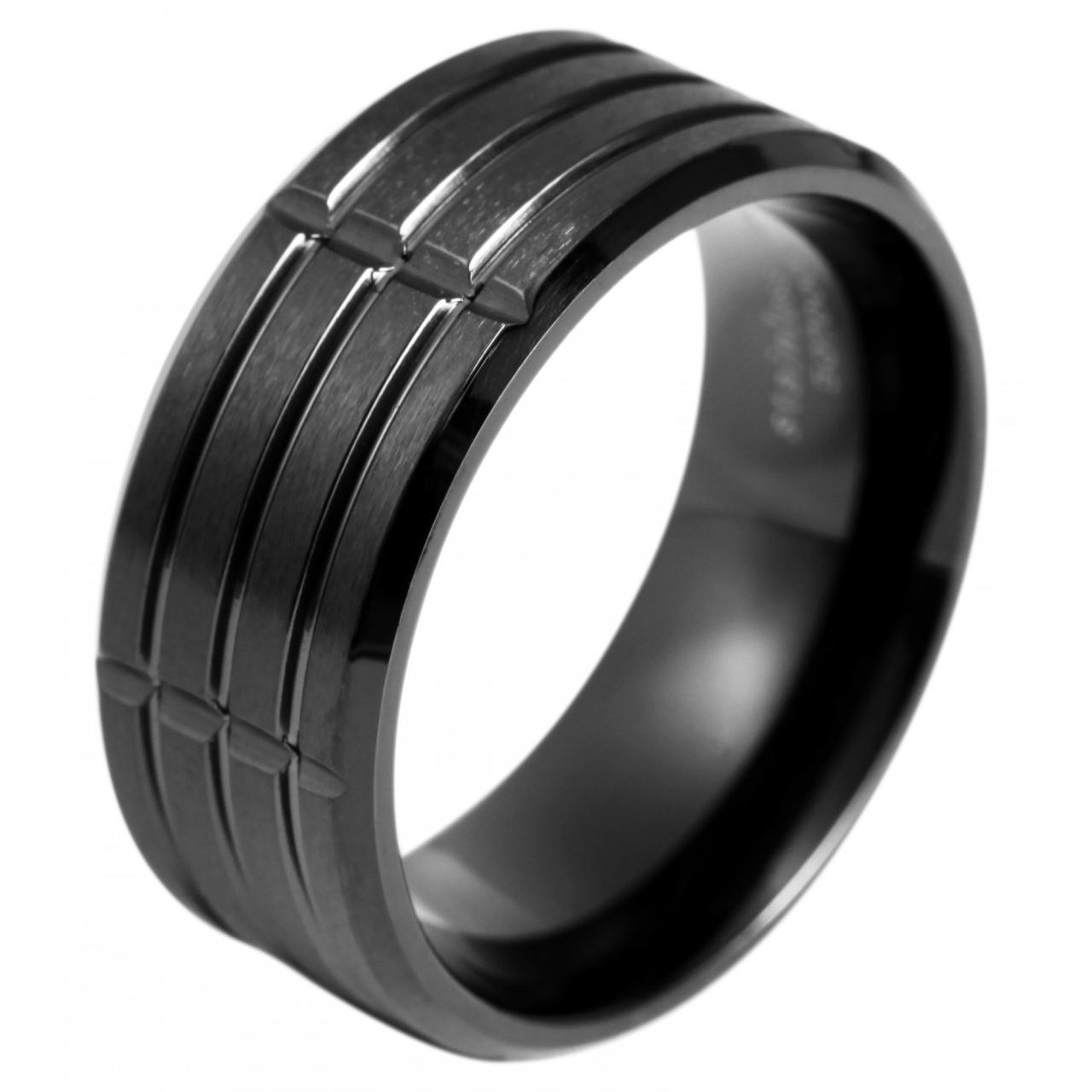 Akzent® Anillo Masculino Preto em Aço Inoxidável – Tam.66 – 0008