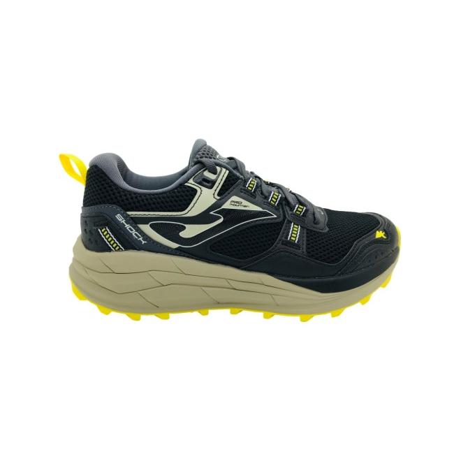 Zapatillas Trail Running Mujer Joma Shock 2601 - Negro/Amarillo: Máximo Confort y Tracción en Montaña, Resistencia Duradera con Suela Antideslizante y Malla Transpirable, Protección Extra en Zonas Crí