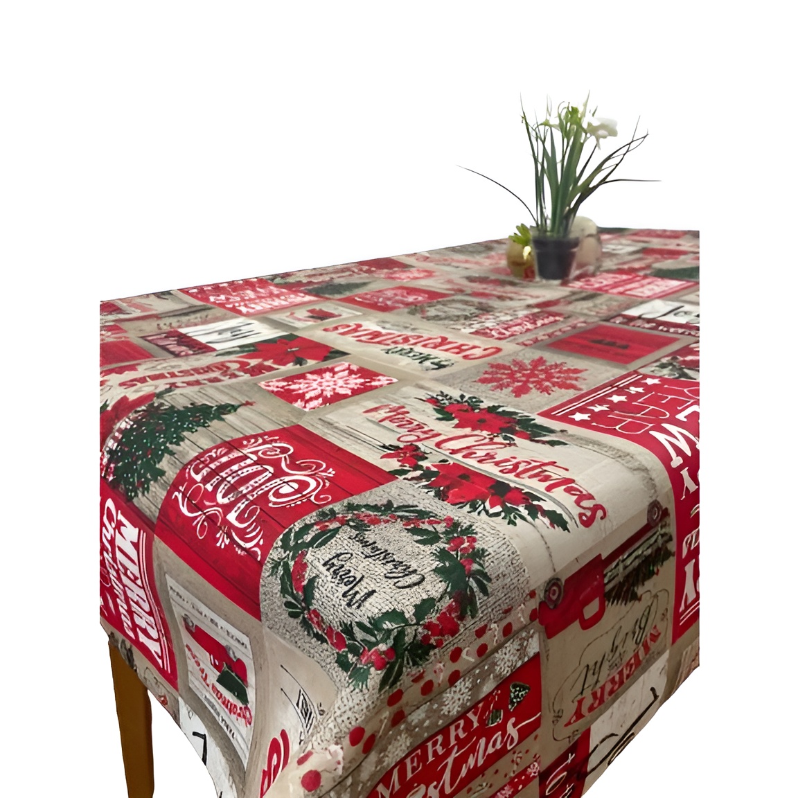 Mantel Hulehule Tex - Tela Resinada Antimanchas Impermeable Motivos Navideños - Merry Christmas