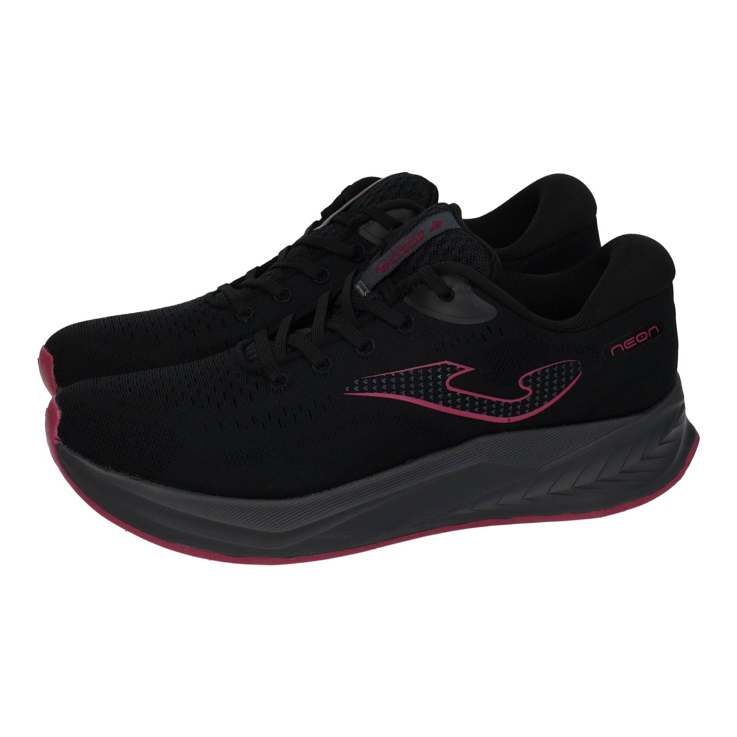 Deportivos marca JOMA para mujer en color negro. Calzado Running con Detalles Rosa,Transpirables para Correr y Caminar, Suela de Caucho Durability y Mediasuela Ligera Phylon