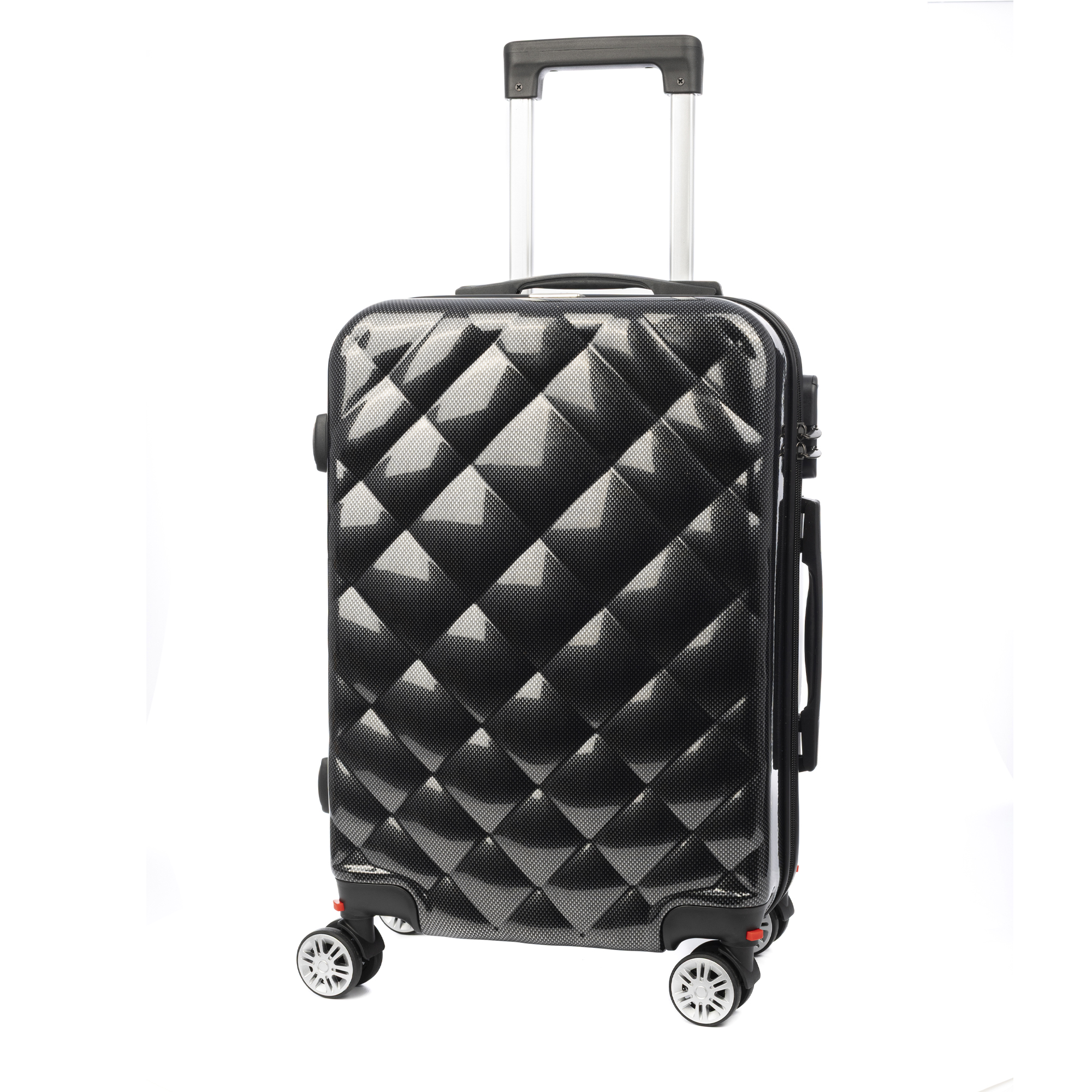 DAM.Maleta de cabina Trolley en material ligero de ABS + PC de alta resistencia. Cerradura numérica y 4 ruedas dobles extraíbles y giratorias 360°. 37x24x56cm