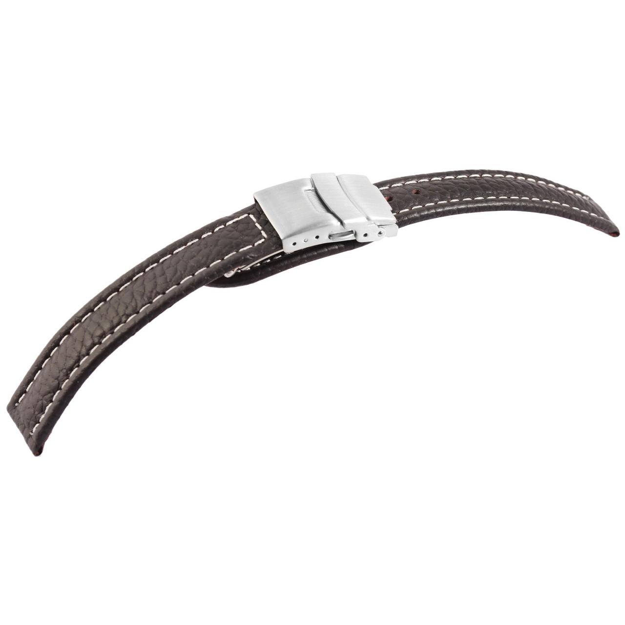 Bracelete para Reloj em Pele Genuína Castanho 16 mm