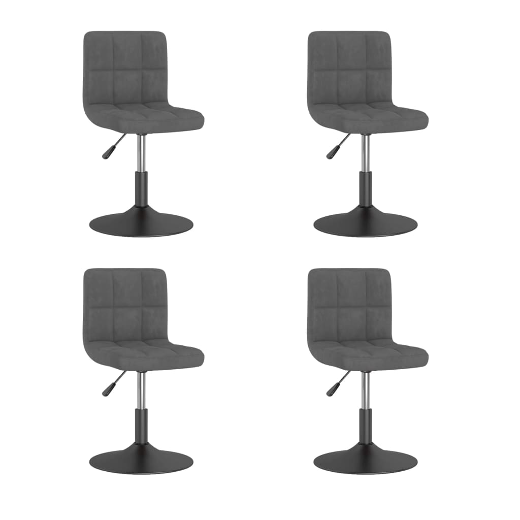 vidaXL Sillas de comedor giratorias 4 unidades terciopelo gris oscuro