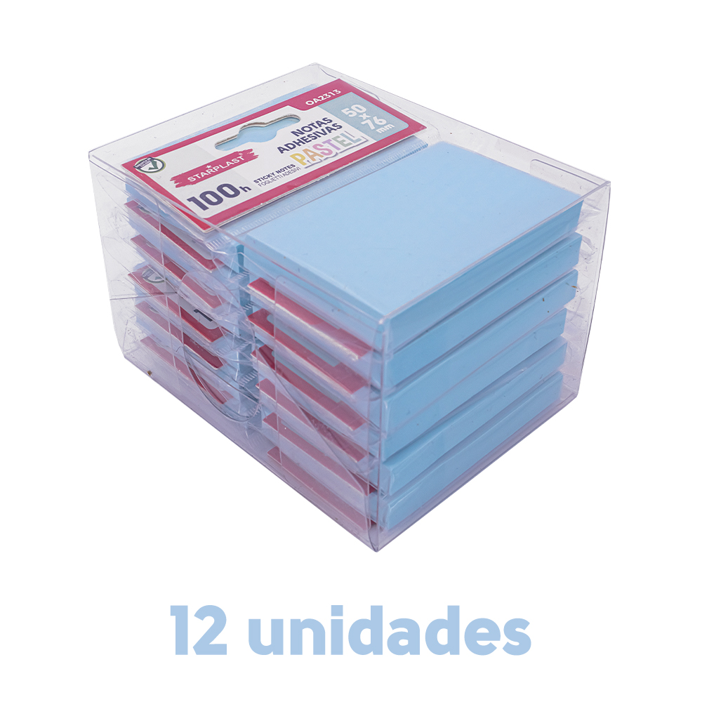 Starplast PACK 1200 NOTAS ADHESIVAS - 12 Tacos de Notas Adhesivas con 100 Hojas Cada una - 50x76mm - Uso Escolar o de Oficina - Vuelta Al Cole - Apuntes - Recordatorios - Instituto - Universidad - Pastel y Flúor - Ahorro - Niños - Escolar