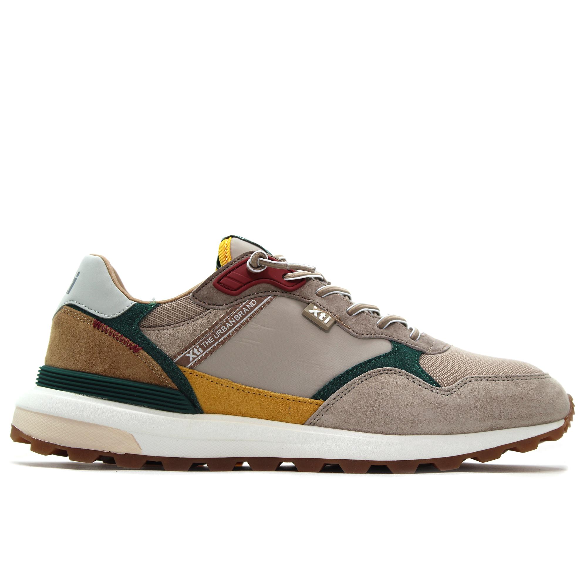 Xti 145717 Zapatilla deportiva casual,sneakers de cordones elásticos,suela blanca de goma,de piel y tela para caballero