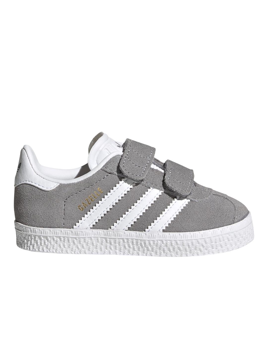 Adidas Gazelle Gris Bebé - Zapatillas Skate Niño con Cierre de Velcro