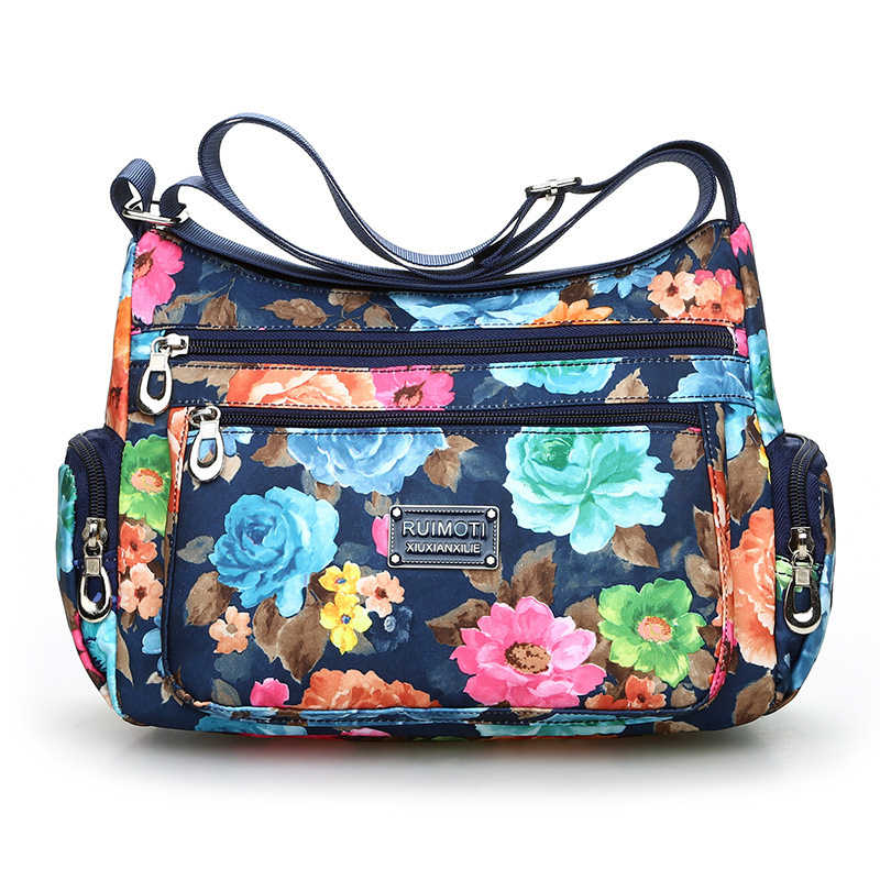 Bolso bandolera de mujer, bolso de hombro de nailon, con múltiples bolsillos