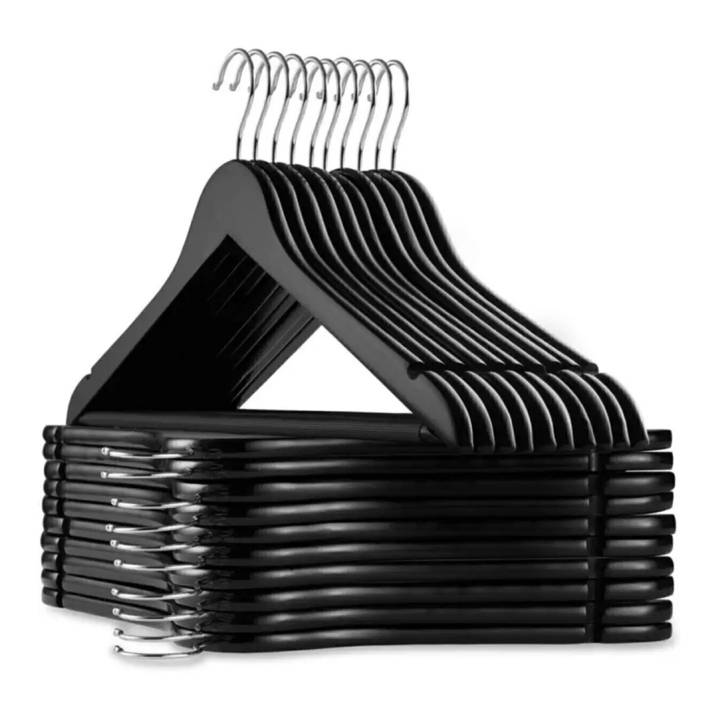 Percha de Madera para Adultos anchura 45cm, Color Natural, Blanco, Negro, Nogal y Caoba, Percha de Madera Maciza Gancho Giratorio de 360°