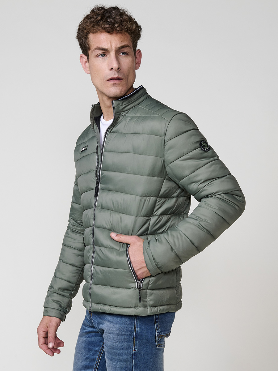 Koroshi - Chaqueta cazadora acolchada hombre cuello mao 100% poliamida ligera, entretiempo estilo urbano – 2521JA50