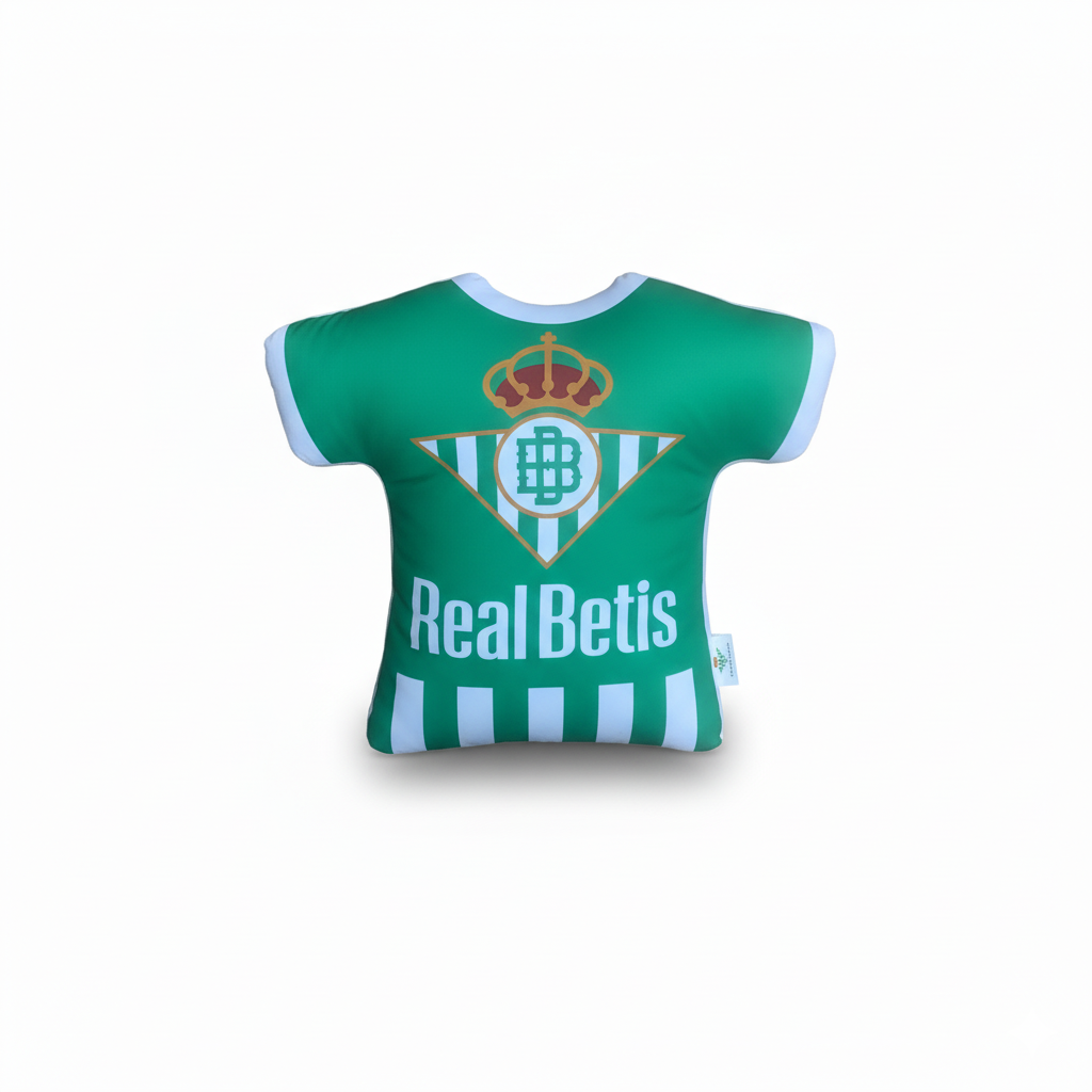 Cojín del Real Betis en Forma de Camiseta – Cojín de Fútbol Decorativo, Suave y Original para Casa, Sofá o Dormitorio- ASDITEX TEXTILES SL