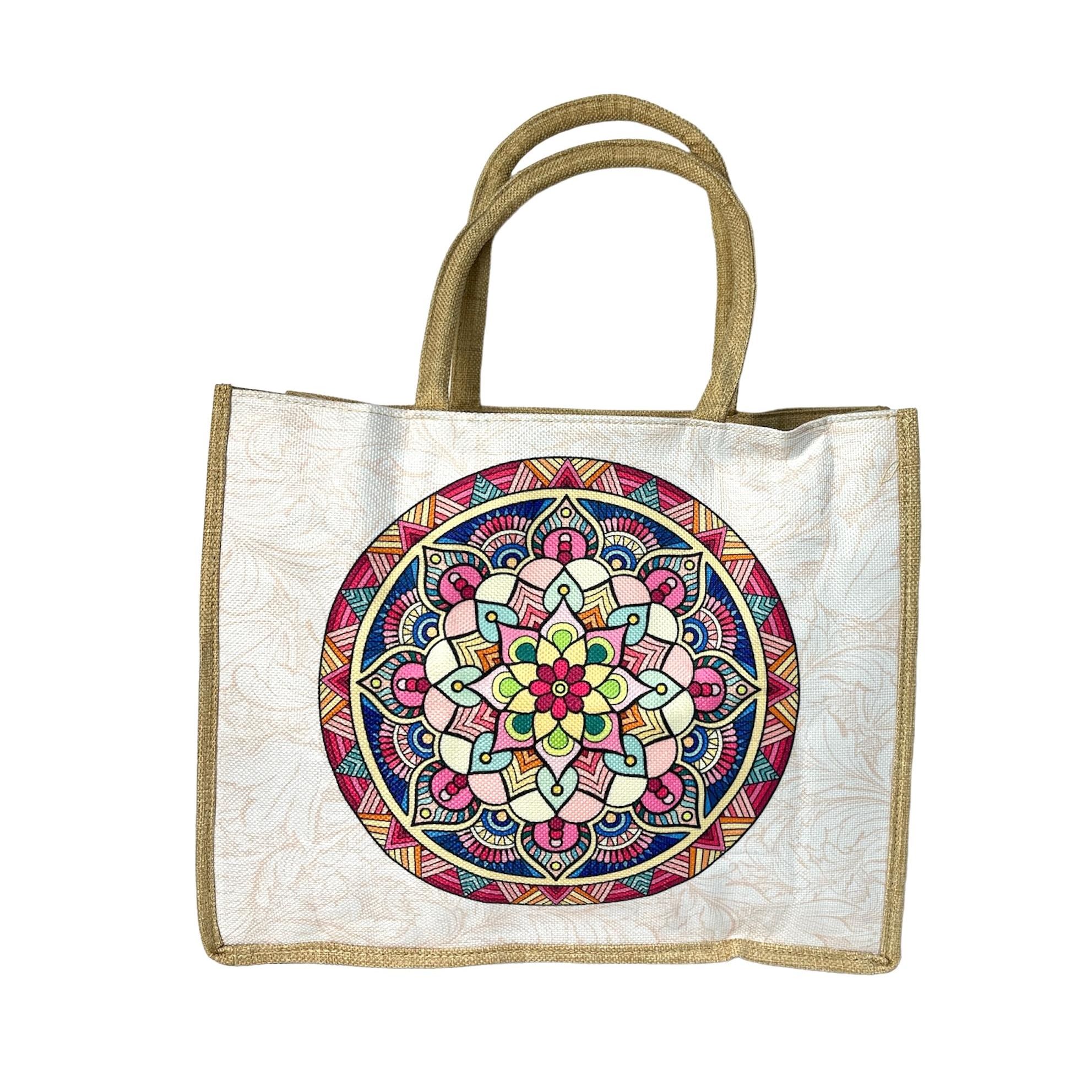 MEJORADA Bolso de Tote para Mujer con Patróns de Mandalas, Cremallera, Poliéster