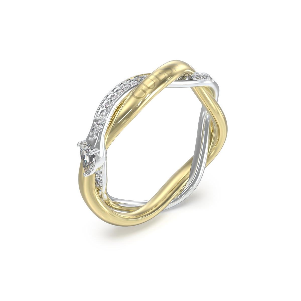Guess Anillo Mujer Twist De Acero Dorado, Plateado Talla Europea 58 Talla España 18,00 Jubr05068jwygrh58