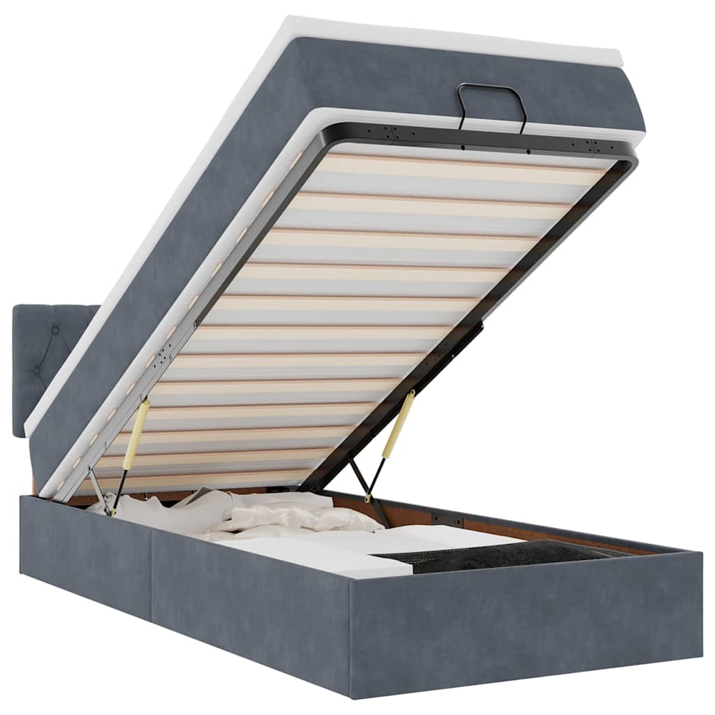vidaXL Estructura cama otomana colchón terciopelo gris oscuro