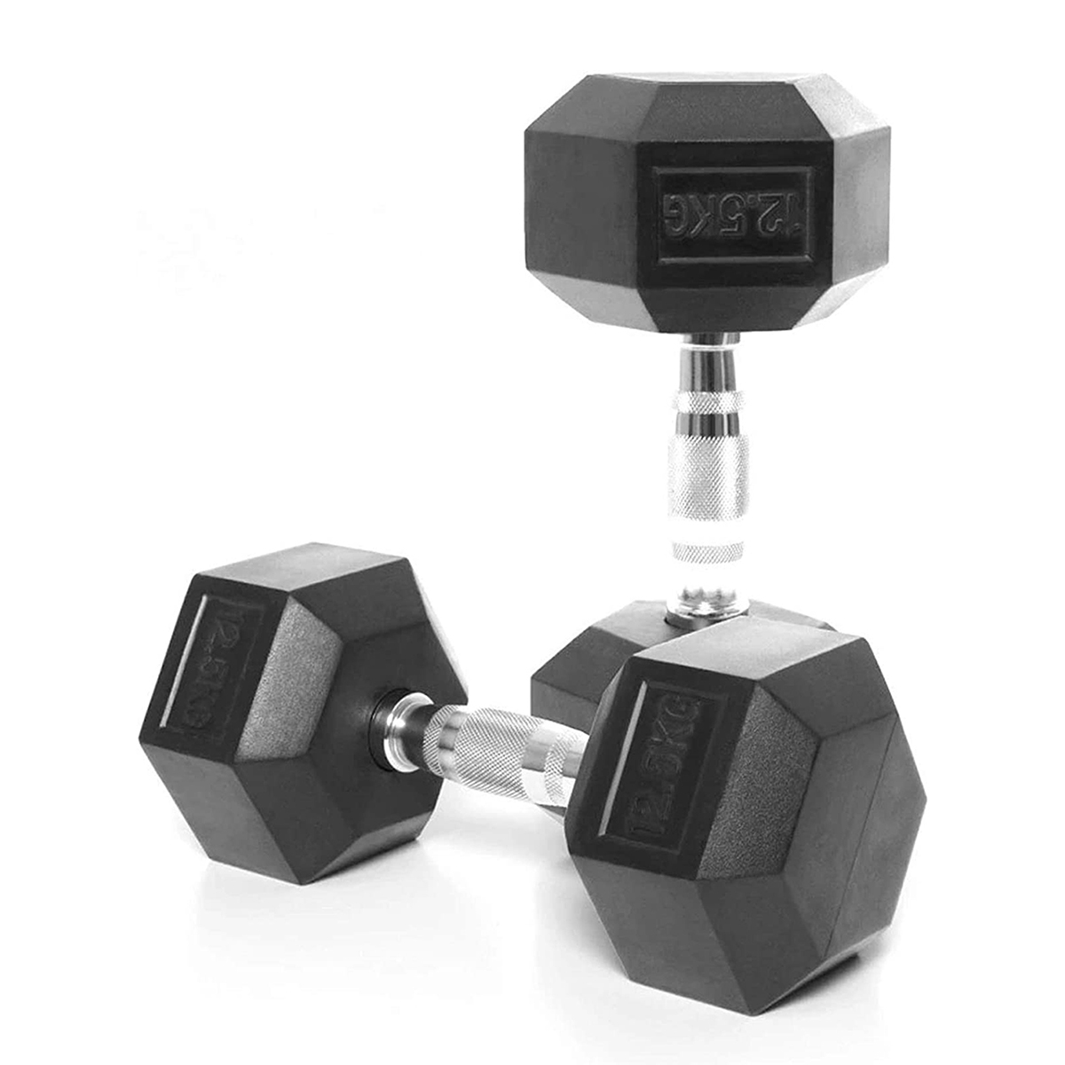 BEHUMAX - Set 2 mancuernas hexagonales acero alta resistencia mango estriado anticaída ideal gimnasio yoga aeróbicos principiantes