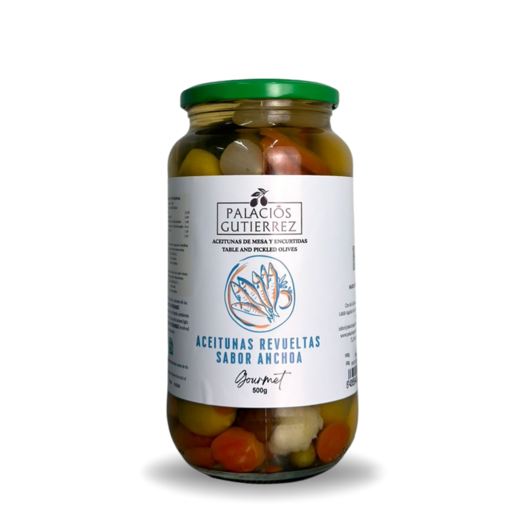 PALACIOS GUTIÉRREZ - ACEITUNAS REVUELTAS SABOR ANCHOA 500 G
