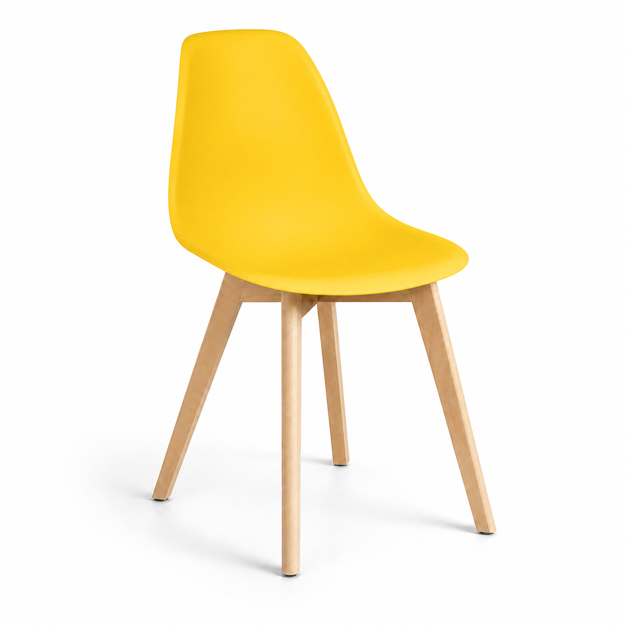 ORION91® - Silla de comedor Ara amarillo curry, asiento de polipropileno y patas de haya, 83 x 46 x 55 cm, soporta hasta 110 kg, comedor - spaziOrion91
