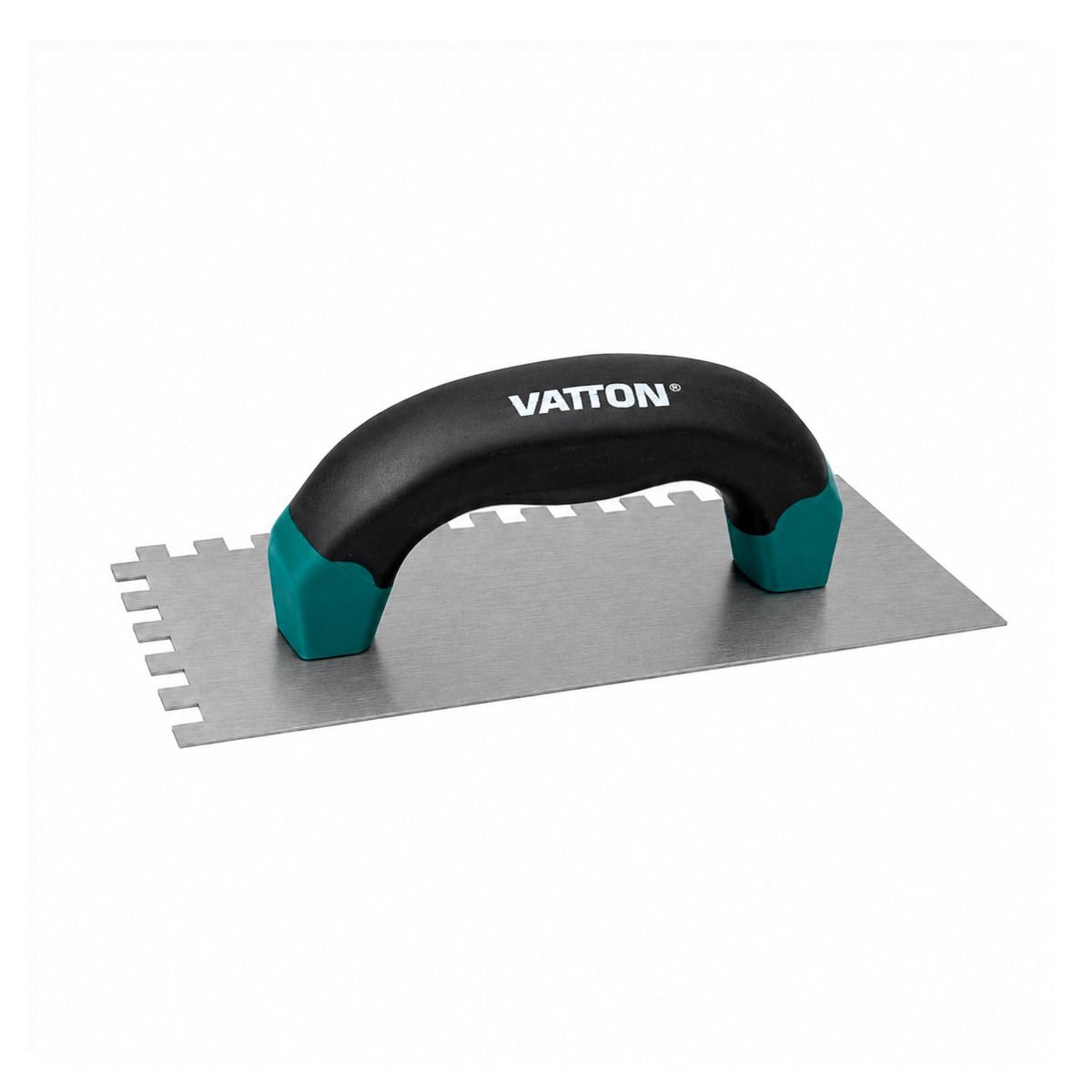 VATTON Llana Rectangular Dentada 280x120 mm (Diente 8x8 mm) | Llana de Peine para Cemento-Cola en Acero de Alta Planitud con Mango Bimaterial Ergonómico | Herramienta para Colocación de Cerámica y Alicatado en Suelos y Paredes