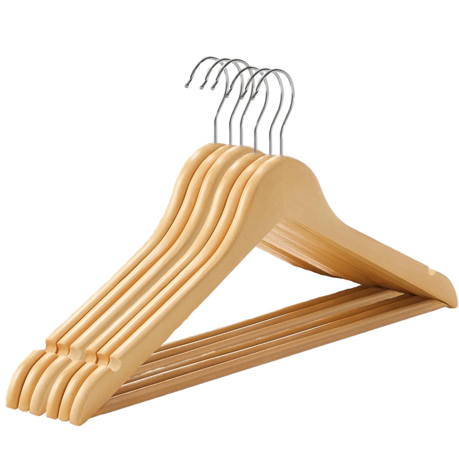 Euroxanty Perchas de Plástico Macizas para Trajes - Resistentes y Duraderas - Ropa, Abrigos, Chaquetas - Acabado Natural - Paquete de 3
