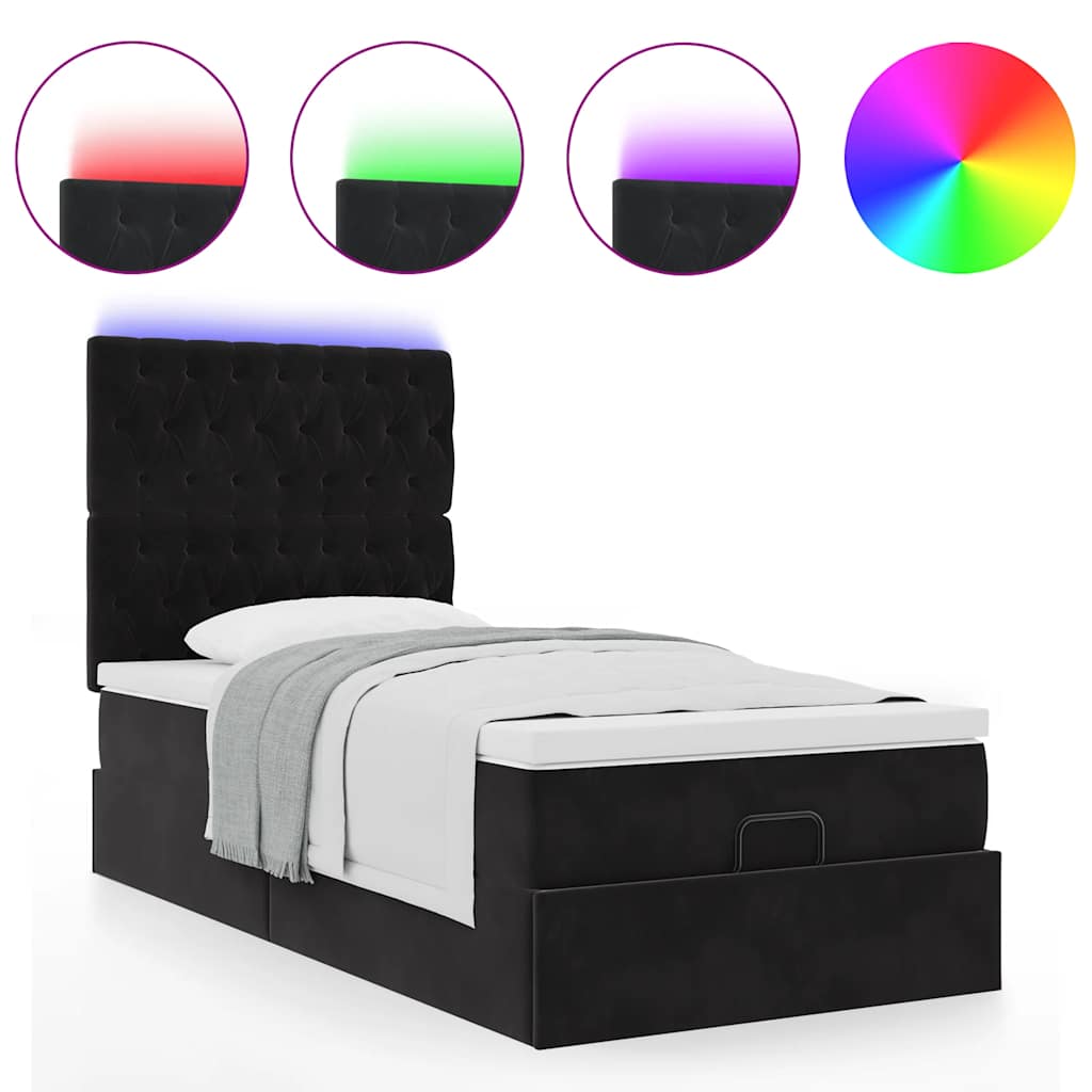 vidaXL Estructura de cama otomana colchones terciopelo negro 100x200cm