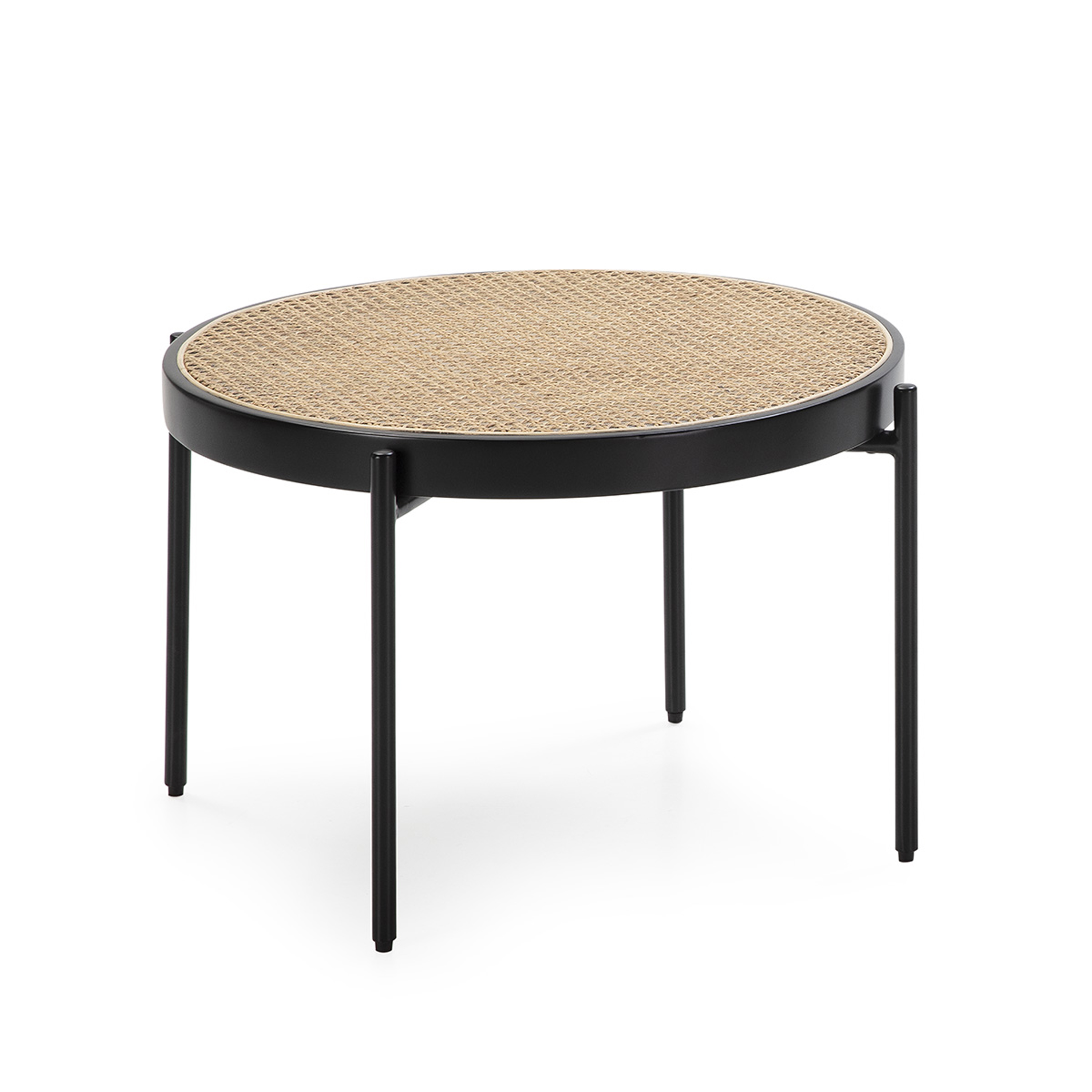 Mesa de centro 66x66x40 ratan metal negro, de ratán, metal, color negro, 66x66x40 cm Fijalo