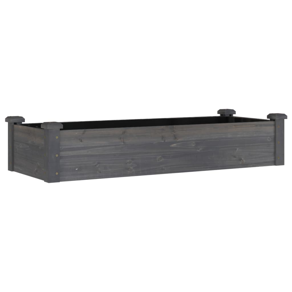 vidaXL Jardinera arriate forro madera maciza abeto 120x45x25 cm Color Natural,  Marrón,  Gris y mas