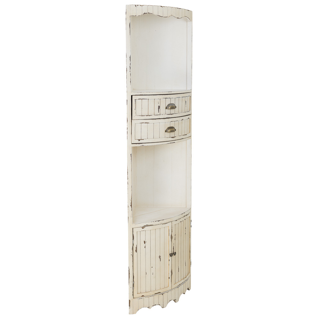 Wonderlust Deco - Estantería esquinera de madera blanca 40x40x185h cm Blanco 40x40x185h cm