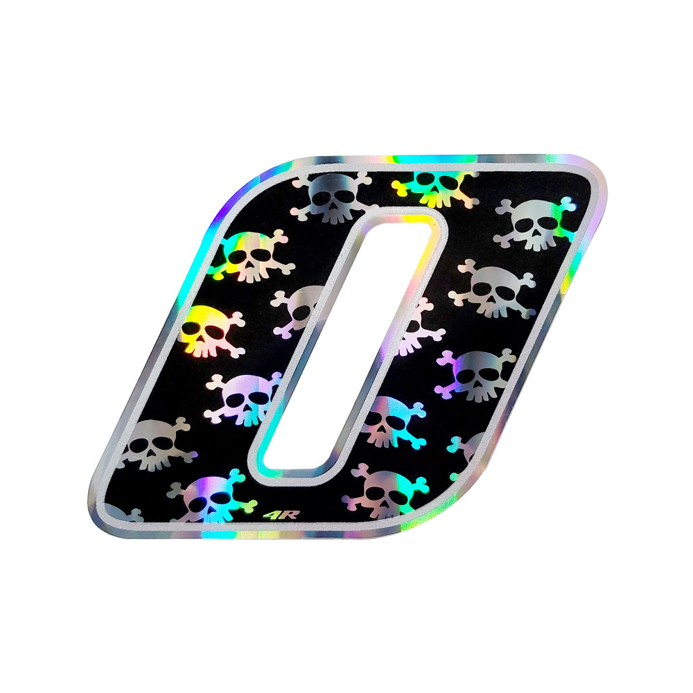 Pegatina Race Number for Motorcycle "0" Skulls 100x130mm