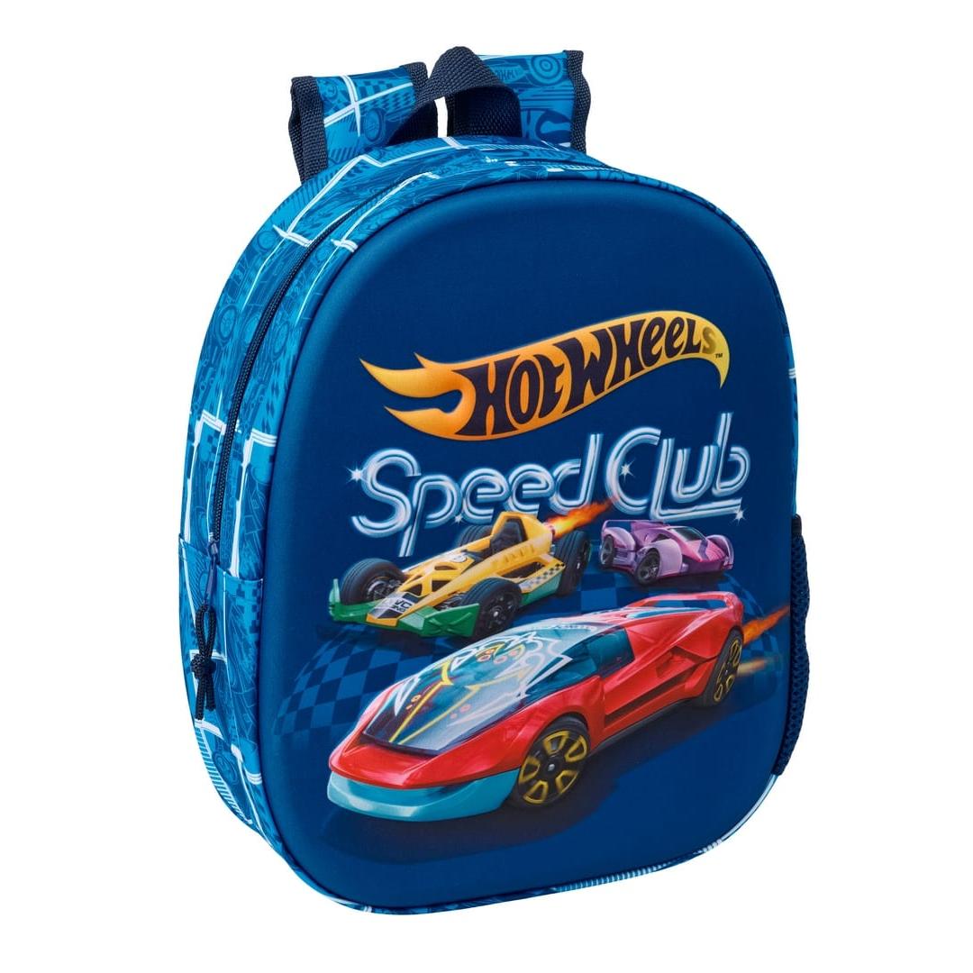 SAFTA | Mochila 3D Hot Wheels Infantil Niño 27 x 33 x 10 Cm (8,9 Litros), Mochila Escolar con Frontal Termoconformado, Hombreras Acolchadas y Bolsillo Portabotellas, Talla Única, Ideal para Cole y Guardería