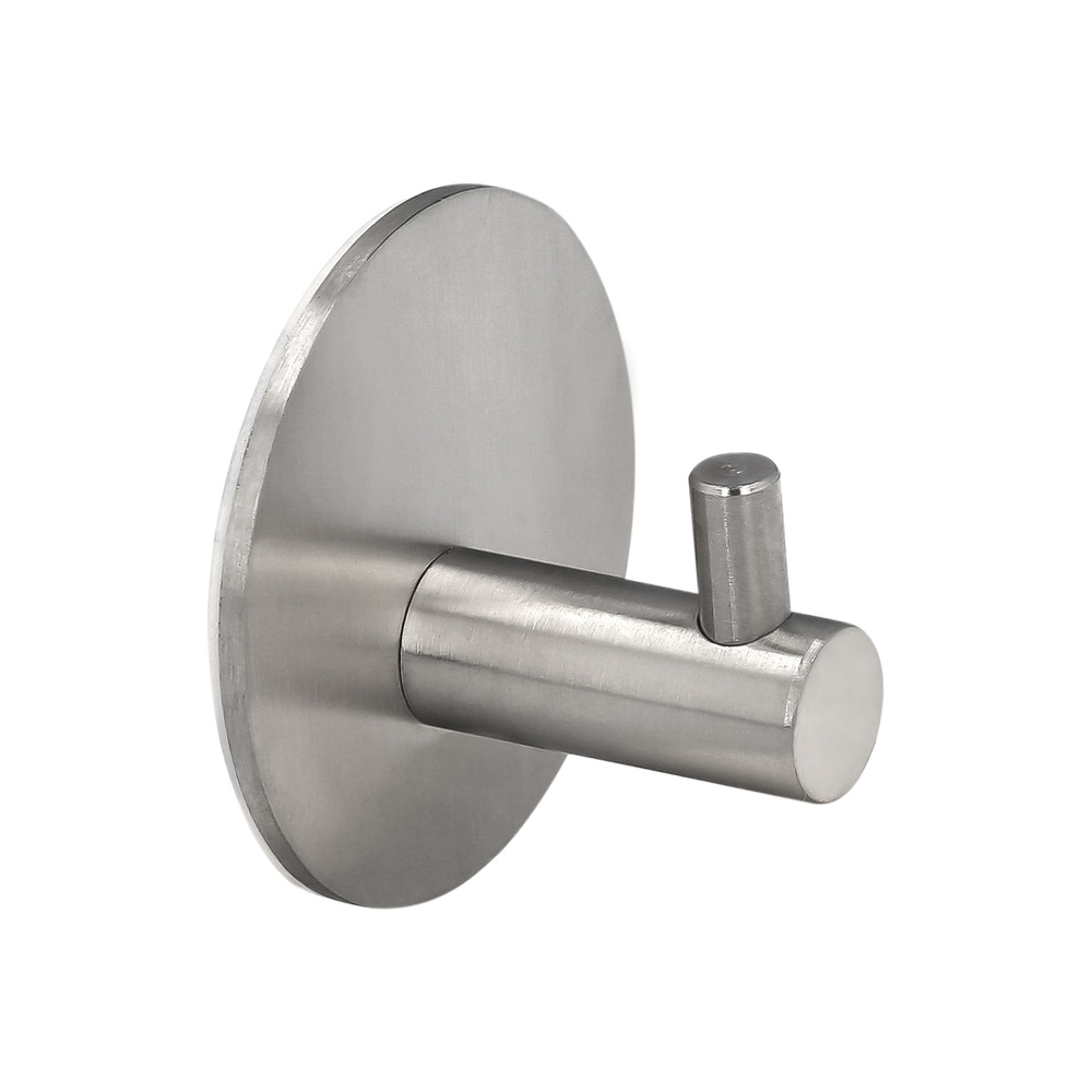 MAURER Colgador de Baño Individual de Acero Inoxidable ø 4,6x3 cm | Gancho Perchero Autoadhesivo Sin Taladro con Acabado Cepillado | Percha de Pared para Toallas, Albornoces, Cocina y Hogar