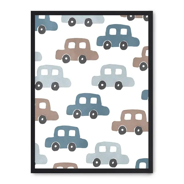 Lámina con marco negro CARS 21x30 cm, Póster impreso en papel de primera calidad de 180gr, montado sobre marco de madera MDF acabado en negro., Infantil - Bebé