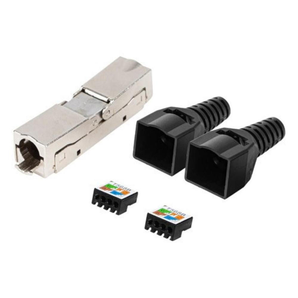 Lanberg - Conector Lanberg Adaptador 2x RJ45 Cat6 FTP Plug 8P8C Tool-Less para conectores eléctricos de red, diseño sin herramientas, metal y ABS, ideal para instalaciones profesionales y espacios reducidos