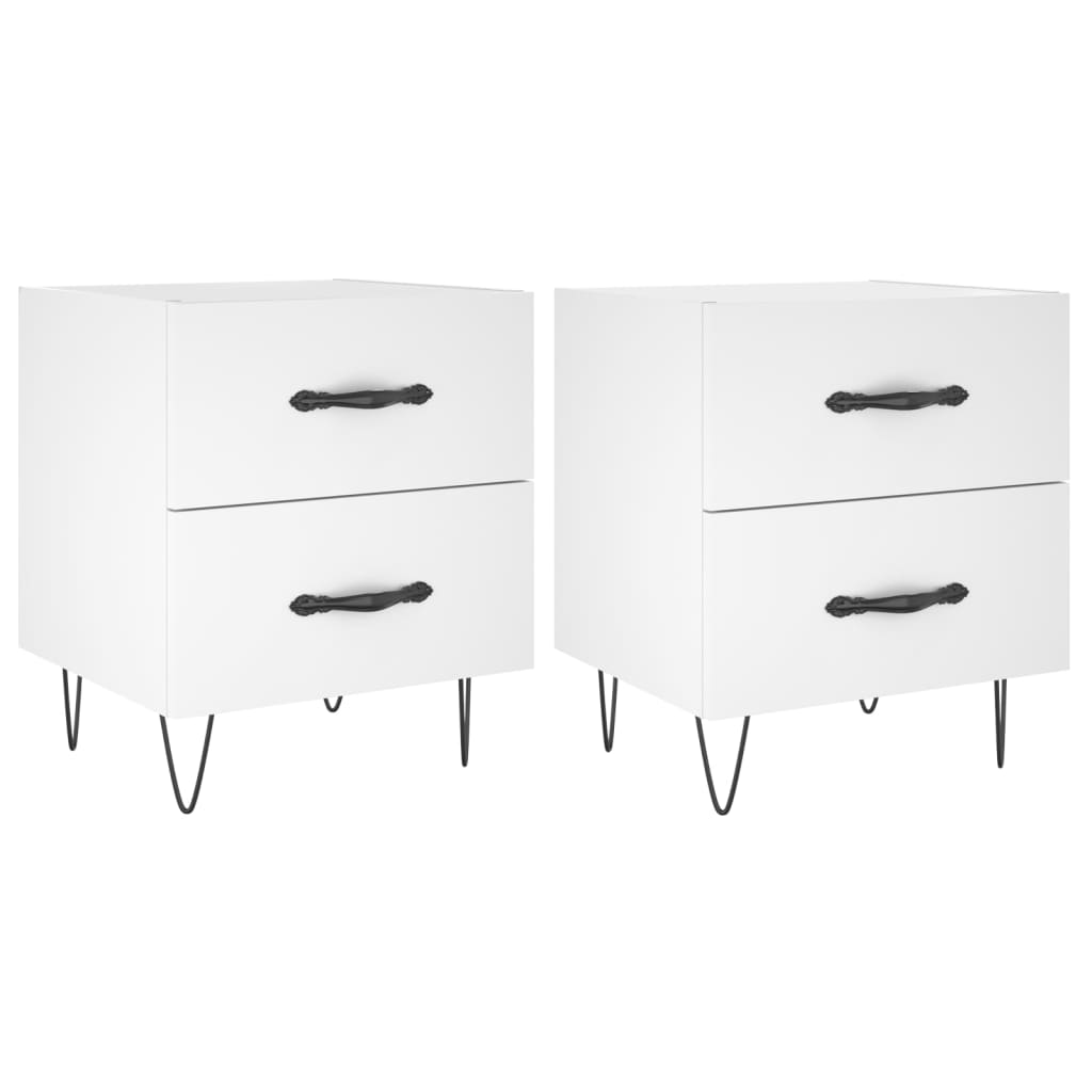 Vidaxl Mesita Noche 2 Unidades 40x35x47,5cm Blanco/Negro