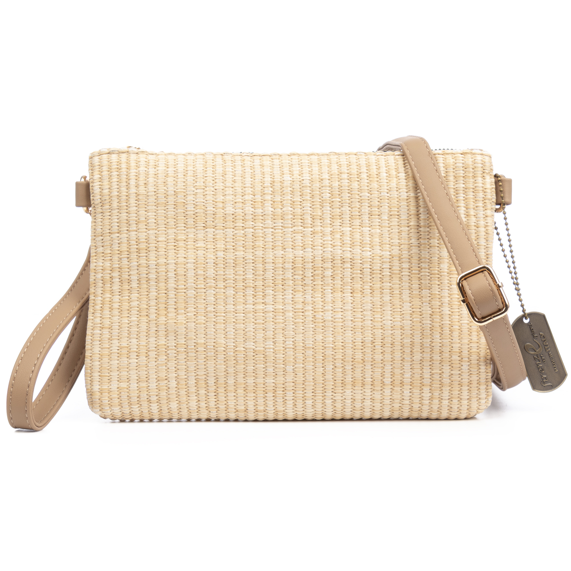FIRENZE ARTEGIANI Bellano Bolso bandolera Mujer. Tejido algodón piel sintética PU. Fabricado en China 24x2,5x17 Cm.