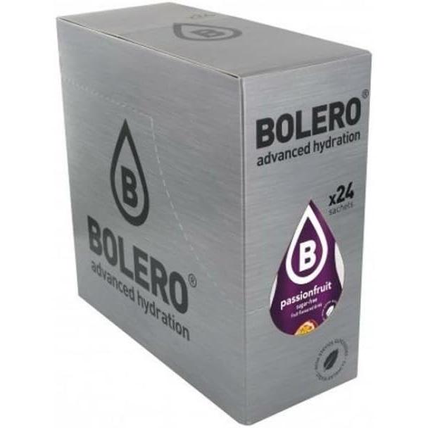 Bolero Bebida Instantánea Sabor Maracuyá, Caja de 24x9g. Preparado en polvo sin azúcar, con Stevia y Vitamina C para una hidratación tropical, saludable y baja en calorías.