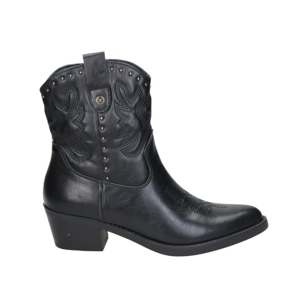 XTI | Botines Cowboy XTI para Mujer – Botines Camperos en Color Negro – Botín de Tacón con Cremallera Lateral – Tacón Medio y Cómodo – Estilosos – Versátiles y Combinables – Modelo 146190