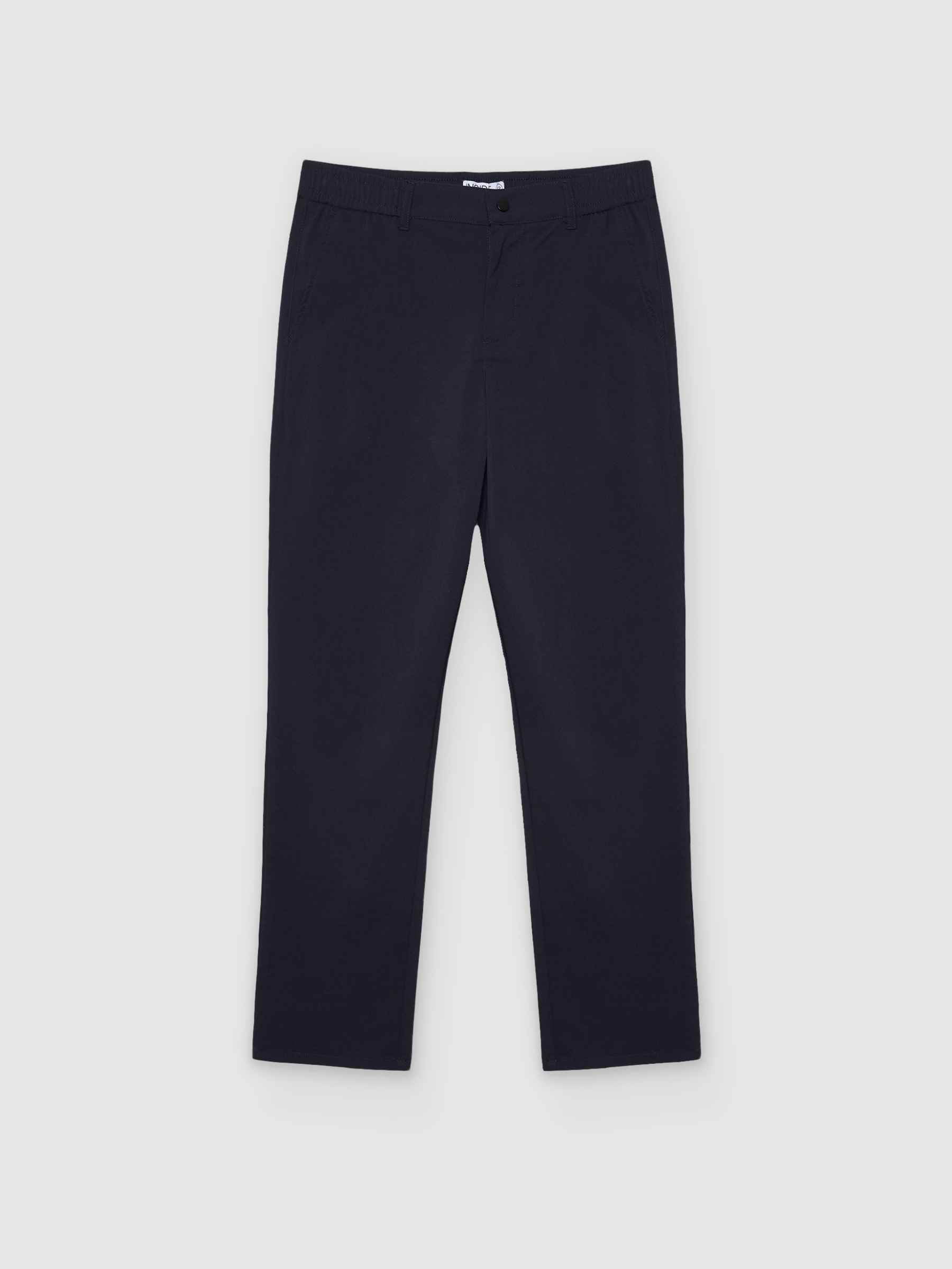 Pantalón chino técnico liso de poliéster, slim, tiro alto y cierre frontal con cremallera INSIDE