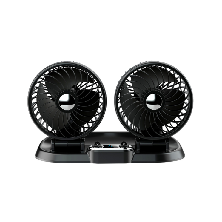Ventilador de coche de doble cabezal, rotación de 360°, ventilador de refrigeración USB ajustable a 180°; ventilador circulador de aire portátil alimentado por USB (2,4 A)