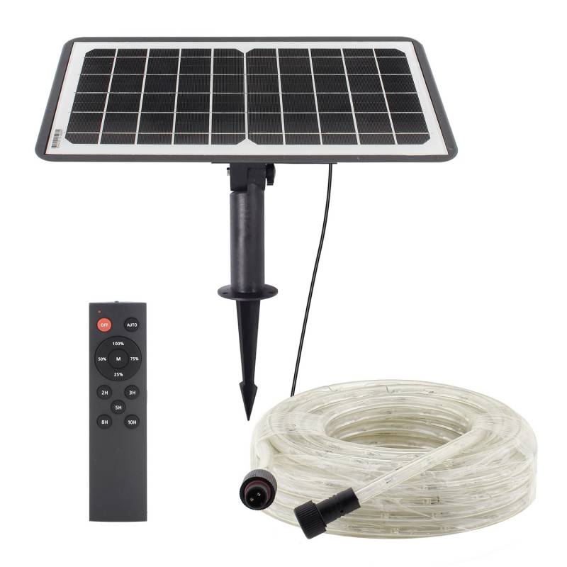 LEDBOX Kit Solar de Tira Led 3.2V-12AH, 360º, IP65, 10 metros, Blanco frío. Tiras LED y Neones, Tiras Led 12V-24V DC