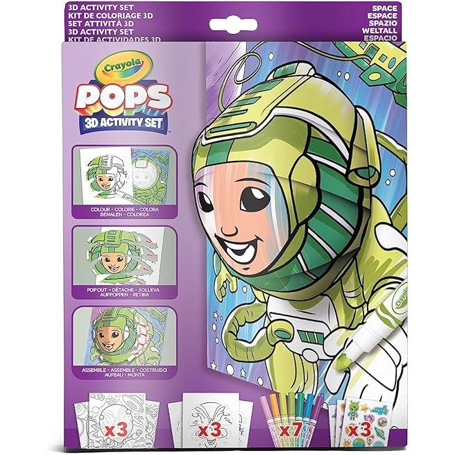 Crayola POPS - Kit Actividades 3D, para Colorear y Crear dibujos en 3D, actividad creativa , tema Espacio, a partir de 6 años