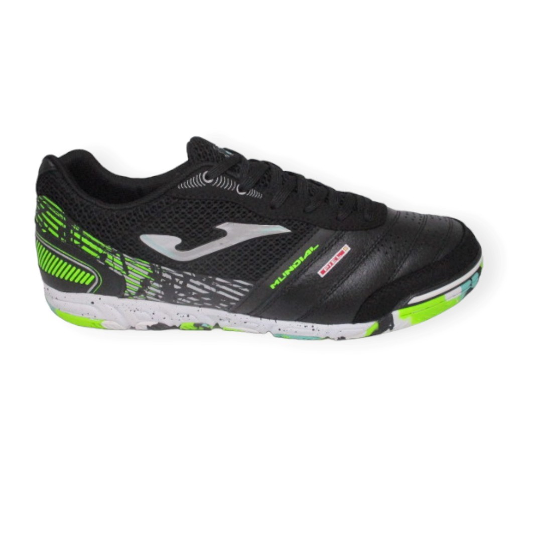 JOMA MUNDIAL 2401 NEGRO. ZAPATILLA DE FUTBOL SALA INDOOR CON SUELA ARTICULADA