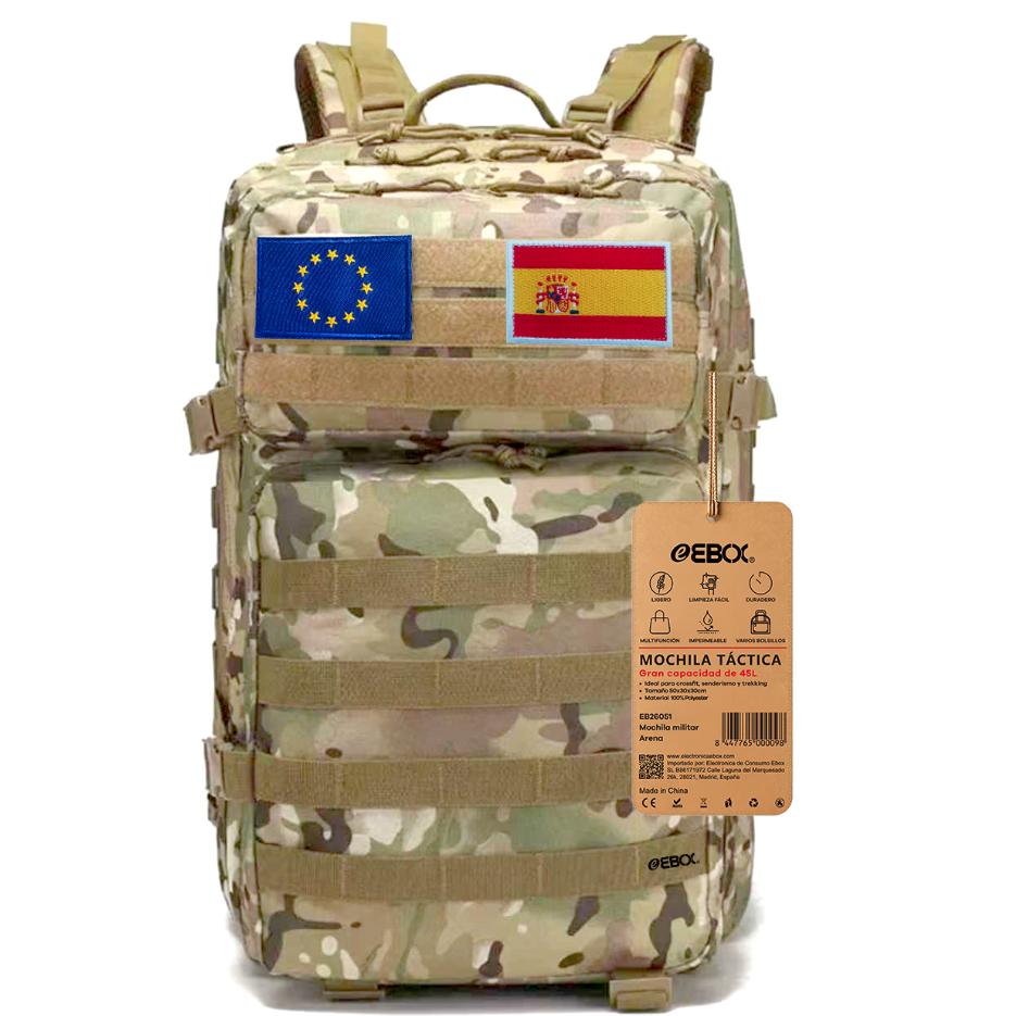 Mochila táctica de 45 L con sistema MOLLE versátil, resistente y multifuncional para camping, senderismo,  viajes al aire libre