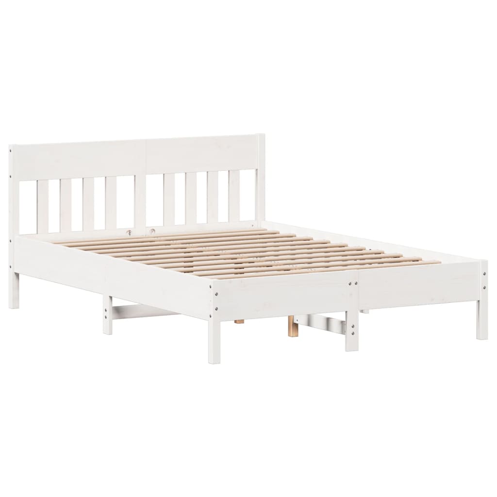 vidaXL Estructura de cama sin colchón madera de pino blanco 135x190 cm