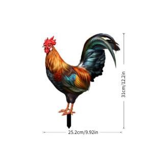 CA Estaca de jardín en forma de gallo de Sollbry (1 pieza), decoración acrílica para césped