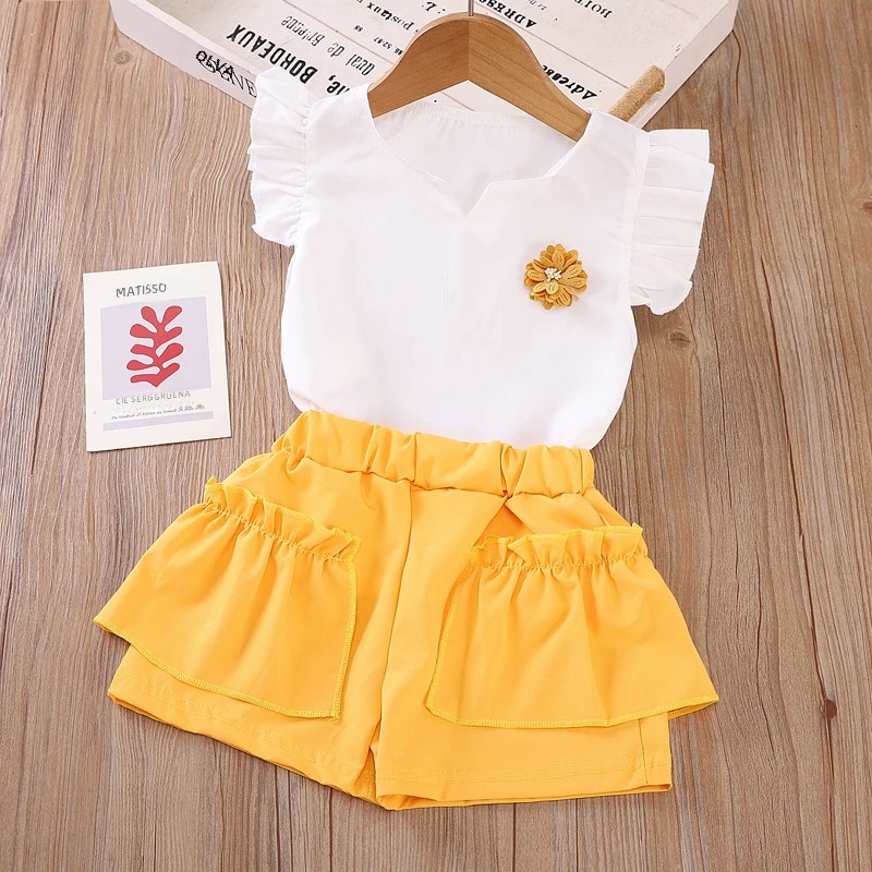 TK Ropa De Verano Para Bebés Niñas Conjunto De Vestido Y Shorts 2 Piezas Ropa Infantil Casual Para Niños De 2-6 Años
