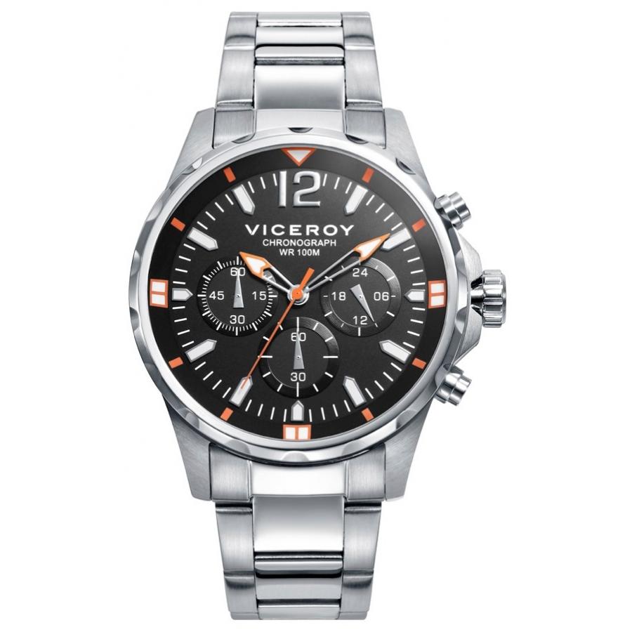 Reloj Viceroy 401245-55 | Cuarzo | Esfera Plateada | Correa Marrón | Acero Inoxidable | Piel